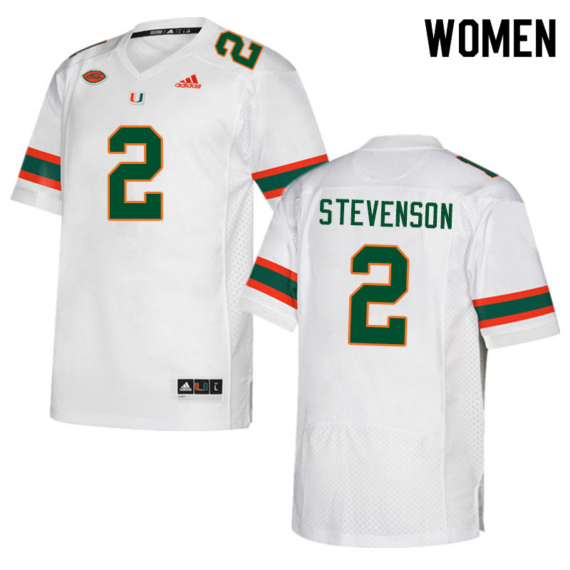 Women #2 Tyrique Stevenson Miami Hurricanes College Football Jerseys Sale-White - Click Image to Close